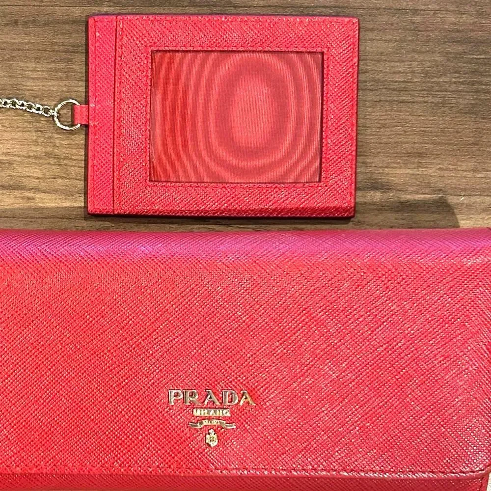 Prada Red Saffiano Leather Long Wallet - Full Inclusion - NEW